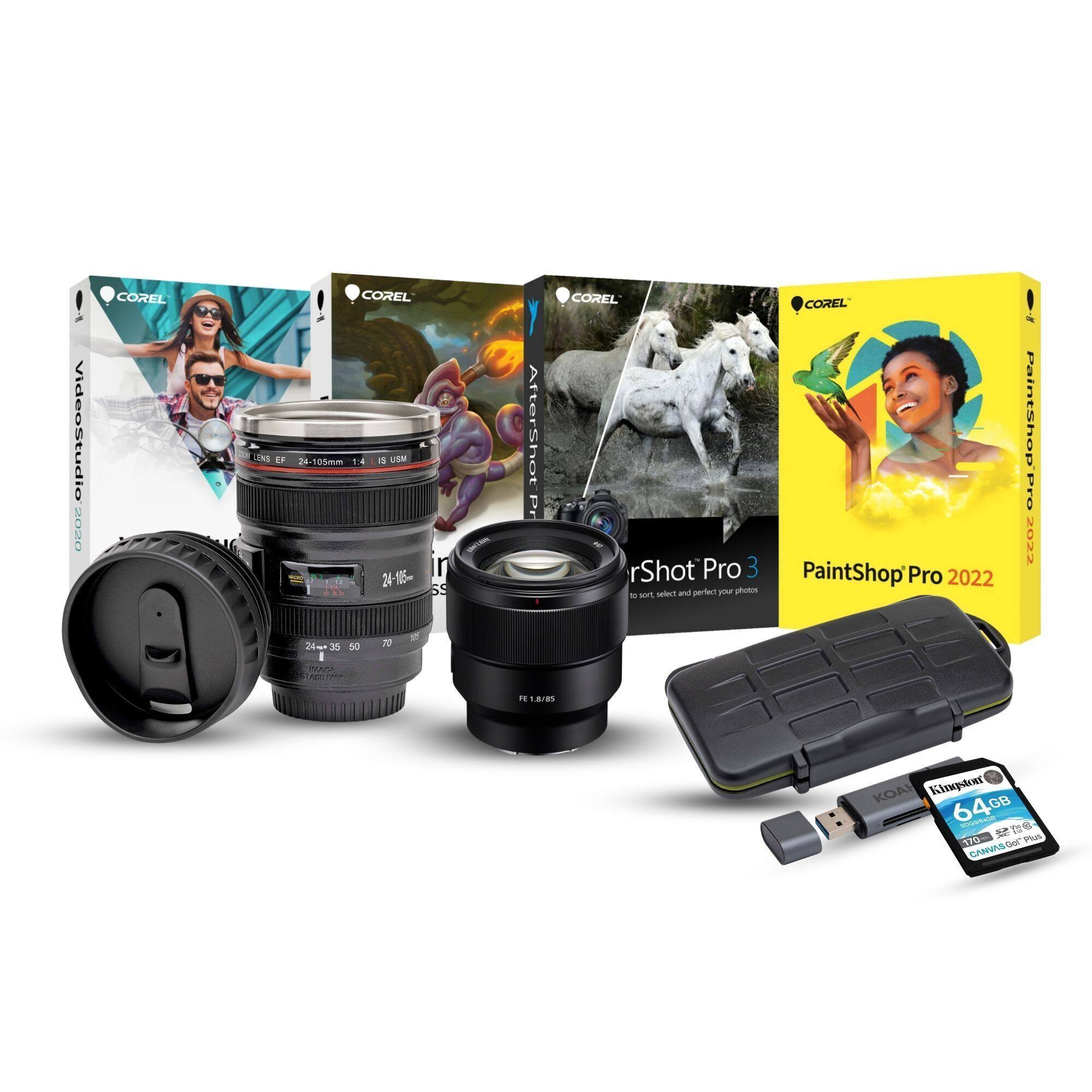 VideoStudio Pro 2022
AfterShot Pro 3
PaintShop Pro 2022
Canon EF 24-105mm f/4 L IS USM
Kingston 64GB USB 3.0 Flash Drive
