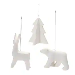 BreeBe - Modern Ceramic Animal Ornaments (Set of 6) - White