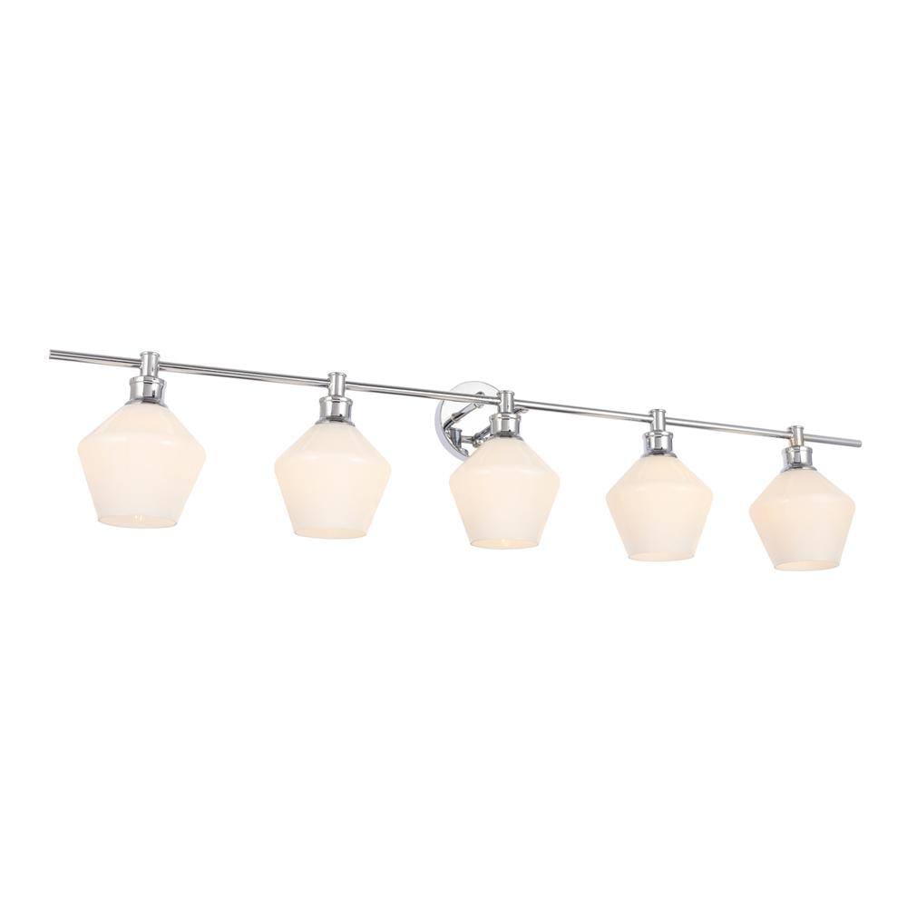 Back. Living District - Gene 5 light Chrome and Frosted white glass Wall sconce - Chrome And Frosted White Glass.