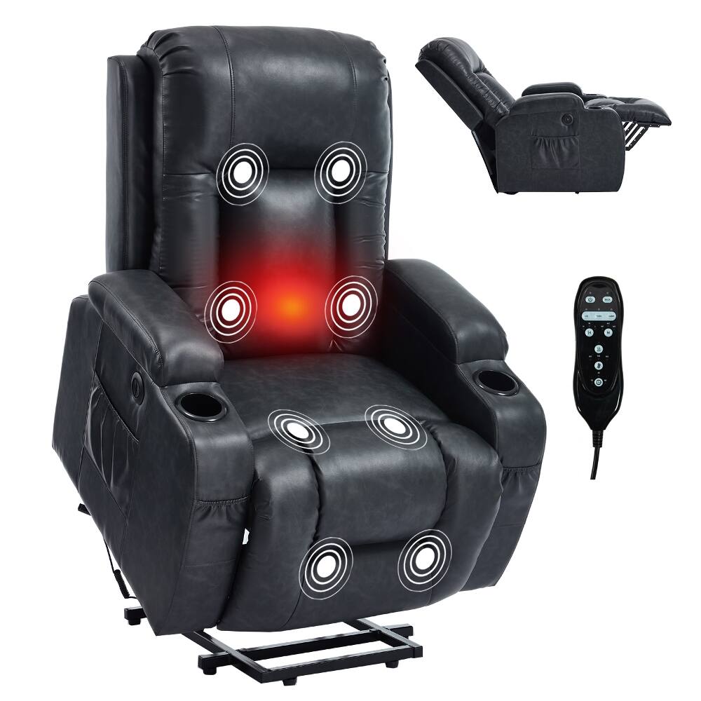 Alt View 7. Ropilly - Ropilly infinite position power recliner, heavy duty lift chair 350 lbs, dark grey - Gray.