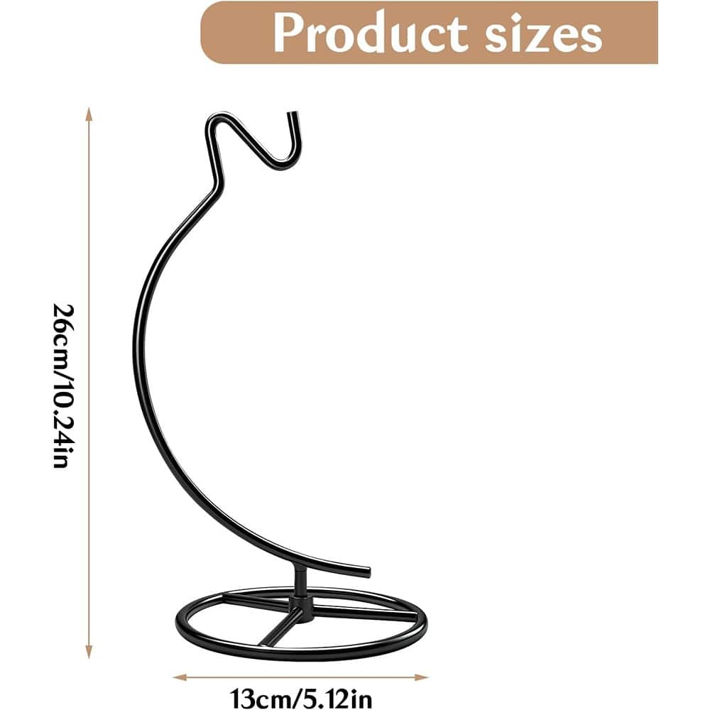 PARKER SLATER - 11" Iron Ornament Display Stand – Hanging Hook for Globes or Terrariums - Black