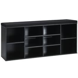 Gymax - Entryway Padded Shoe Storage Bench 10-Cube Organizer Bench Adjustable - Black