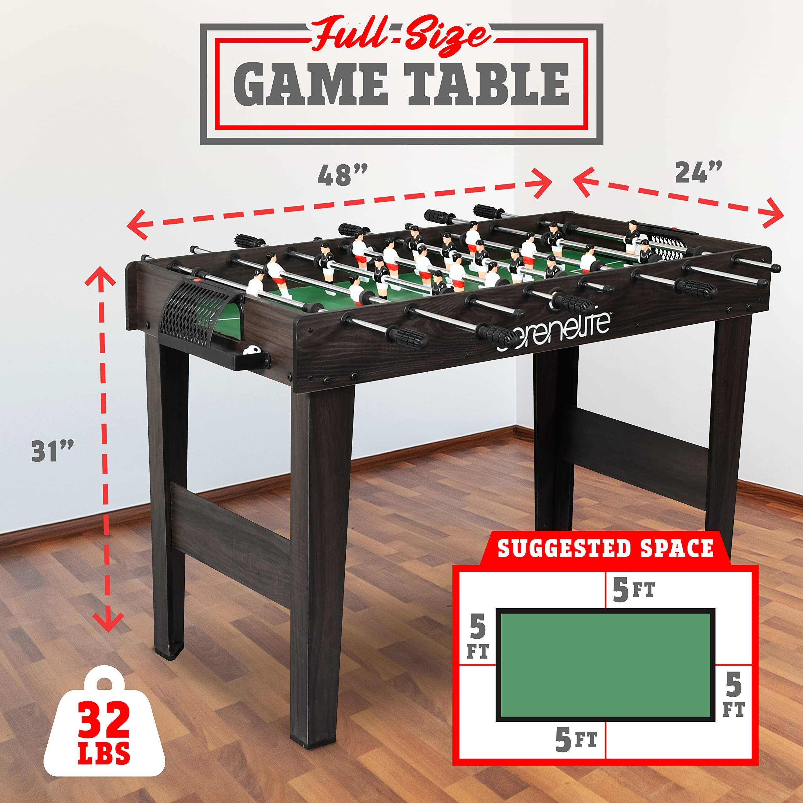 Full-Size GAME TABLE  
48" x 24"  
31"  
32 LBS  
SUGGESTED SPACE 5FT x 5FT x 5FT