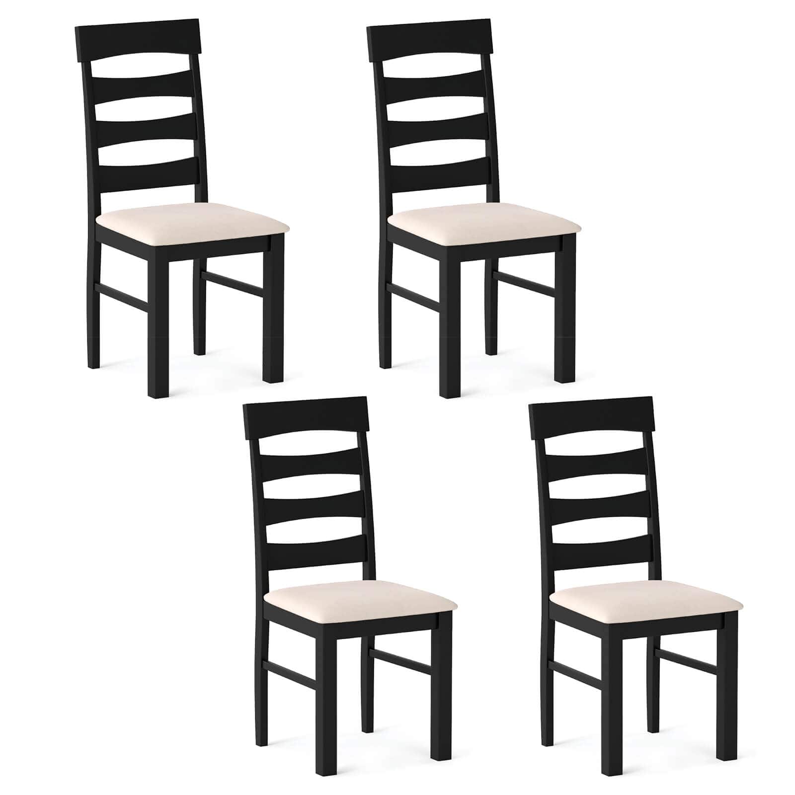 Costway - Dining Chairs Set of 4, High Back Dining Room Chairs with Padded Seat for Kitchen - Black,Beige
