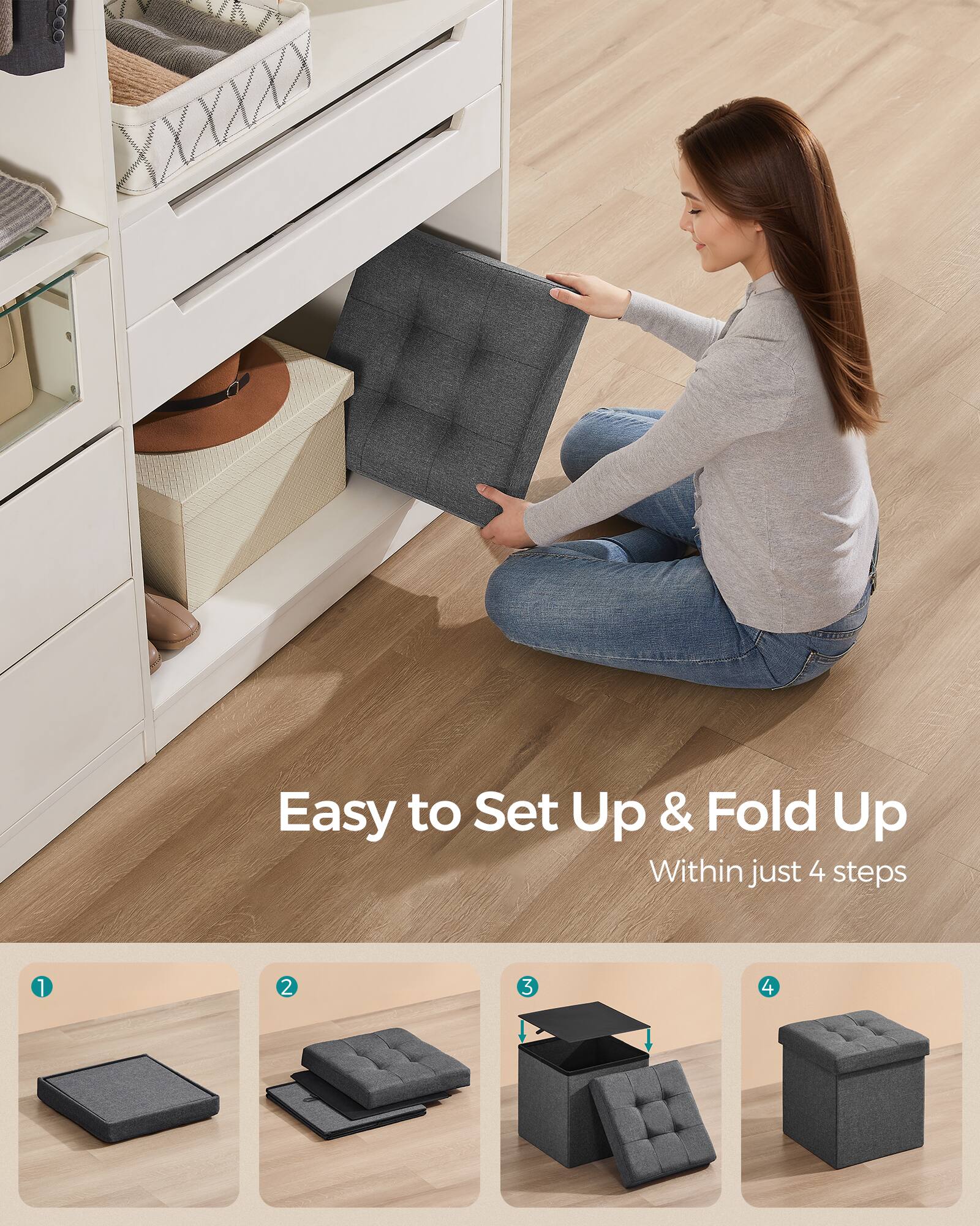 Easy to Set Up & Fold Up  
Within just 4 steps  
1 2 3 4