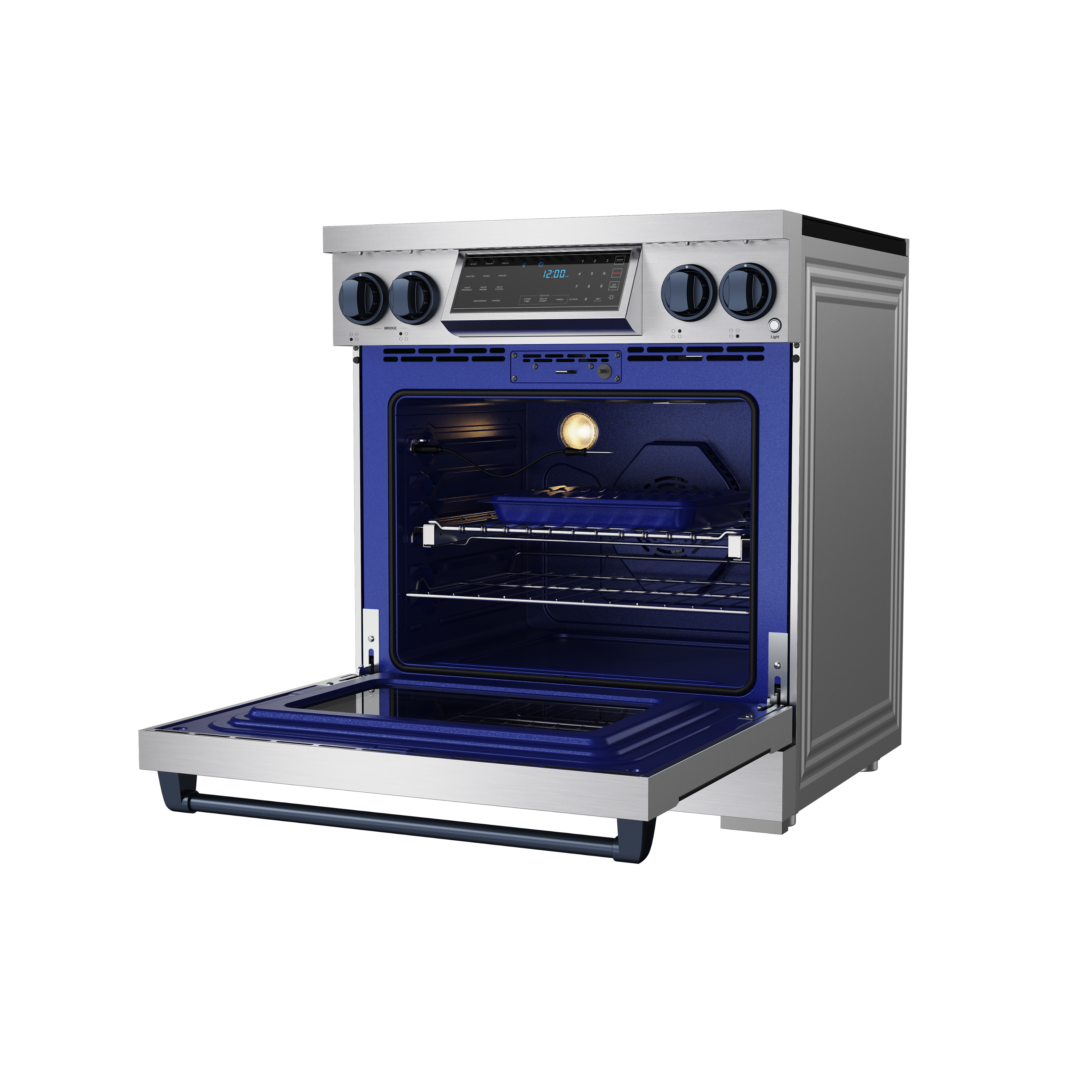 Alt View 2. Thor Kitchen - Gordon Ramsay Series by Thor Kitchen 4.8 Cu. Ft Freestanding Induction Range with Navy Blue Hardware - Stainless steel.