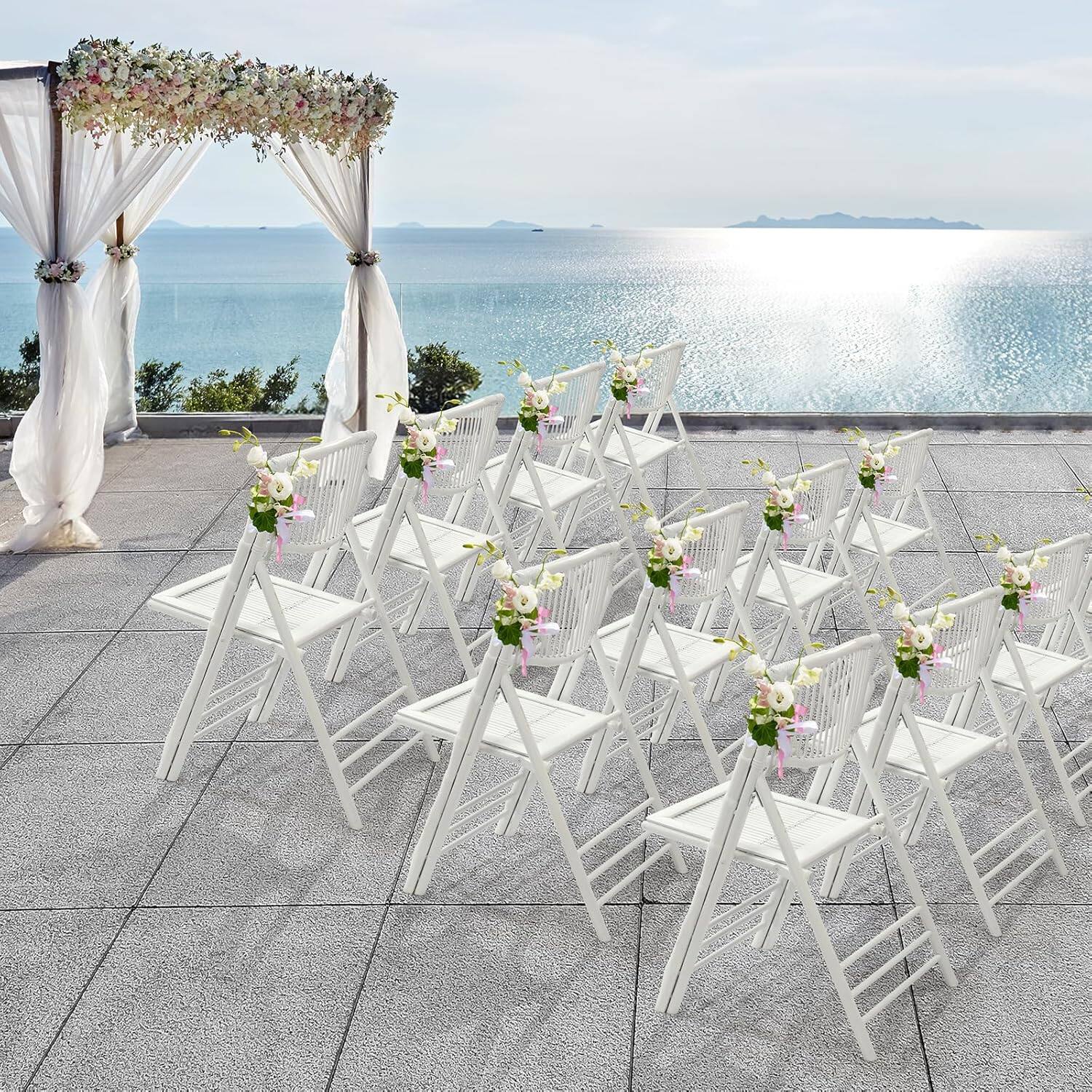 Alt View 9. Winado - 4PCS Bamboo Folding Chair, Foldable Dining Wooden Chairs for Outdoor Indoor Patio Porch Wedding Party Event Camping - White.