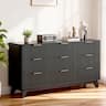 Winado - 57"L Fluted Chest of Dresser Drawers with 9 Drawers Wide Boho Wood Chest of Drawers Organizer for Living Room Bedroom - Black
