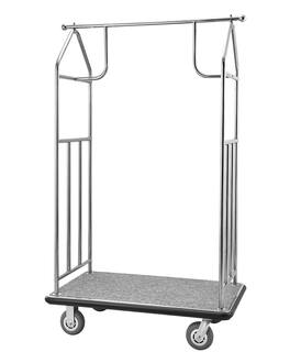 VEVOR - Hotel Luggage Cart, 800 LBS Load Capacity, Brushed Stainless Steel Finish Bellman's Cart, Valet Cart - Silver