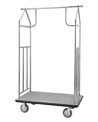 Front. VEVOR - Hotel Luggage Cart, 800 LBS Load Capacity, Brushed Stainless Steel Finish Bellman's Cart, Valet Cart - Silver.