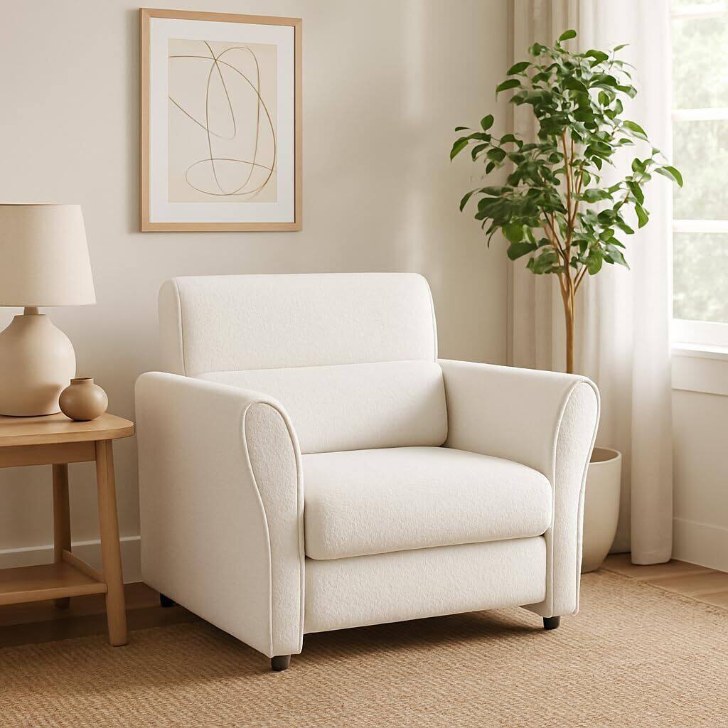 Front. Acekool - Couches for Living Room, 33" Loveseat Sofa, Modern Boucle Small Couch - Beige.