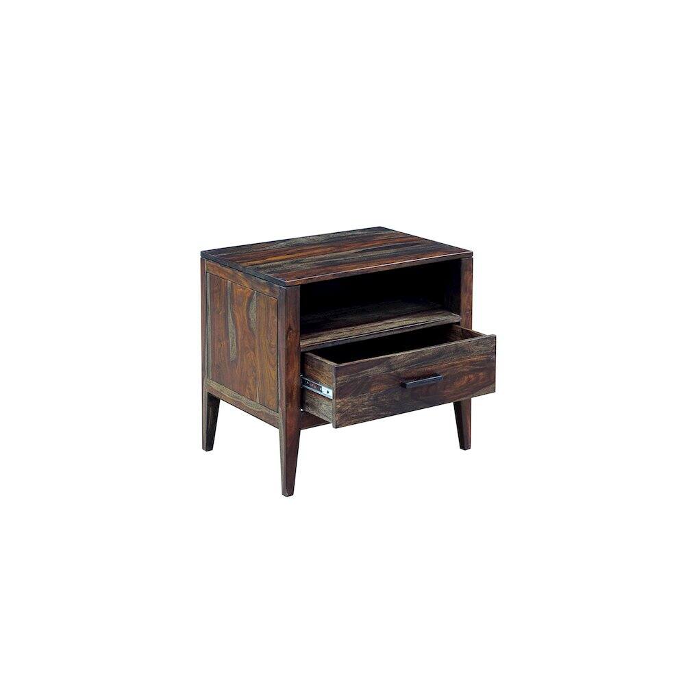 Alt View 7. Porter Designs - Fall River Solid Sheesham Wood Nightstand, Gray - Gray.