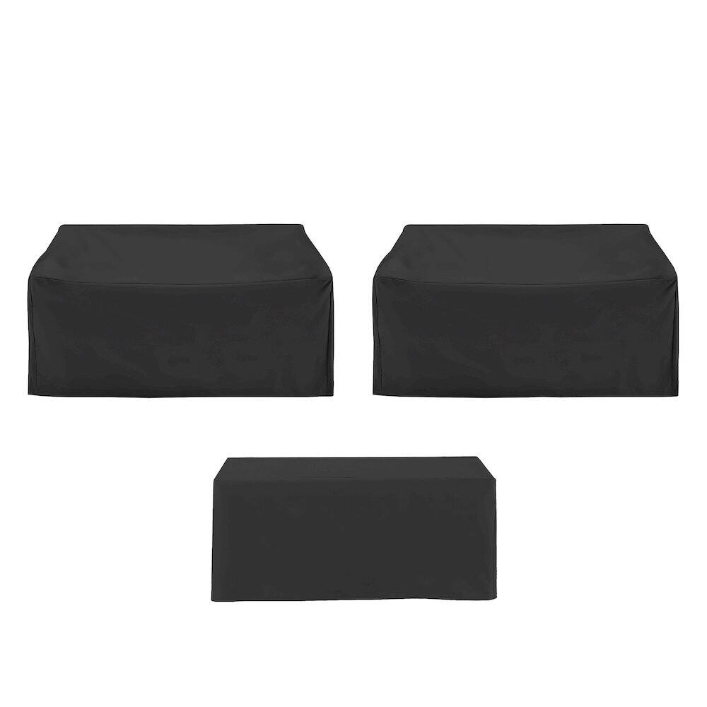 Left. Crosley Furniture - 3Pc Outdoor Furniture Cover Set - 2 Loveseats & 1 Coffee Table - Black.