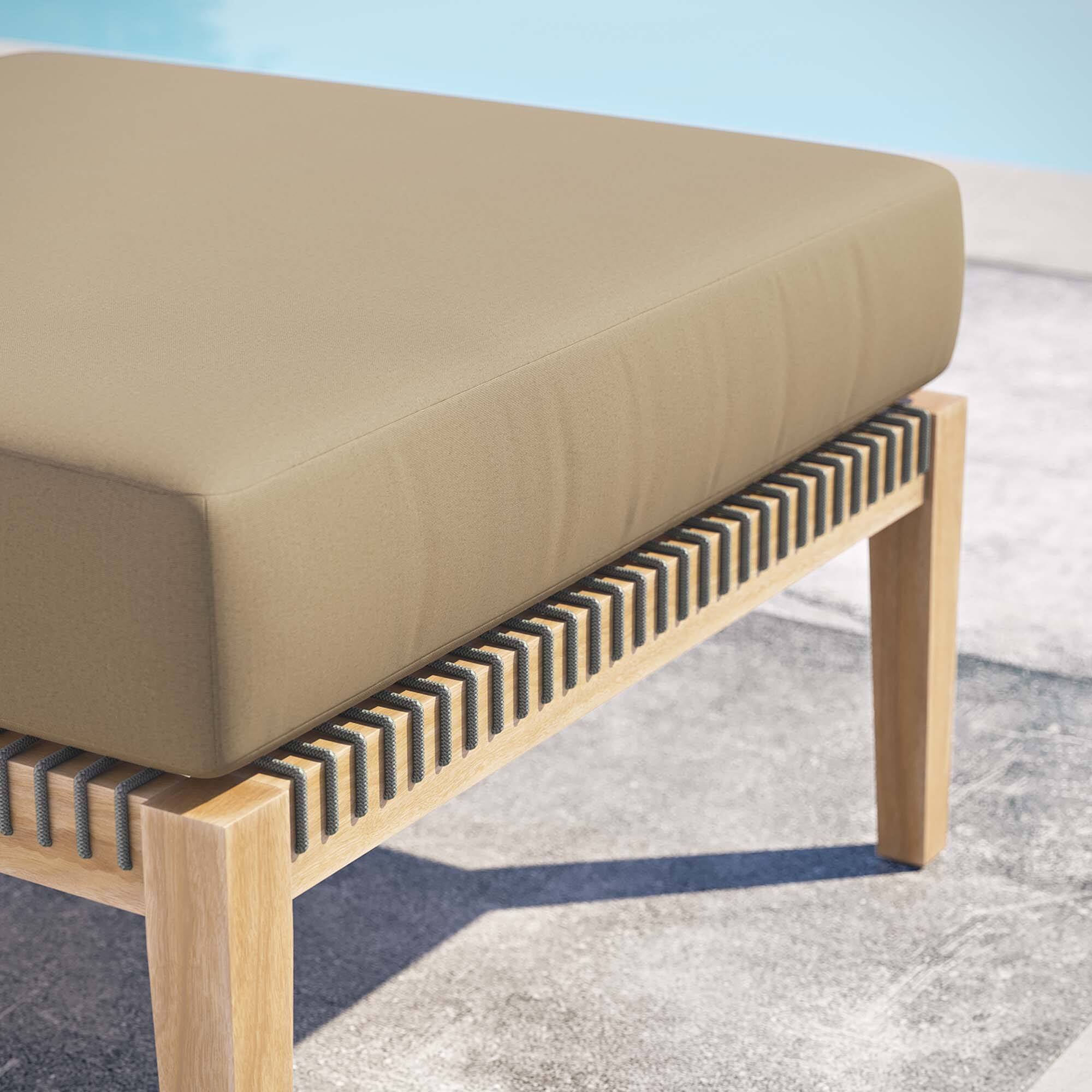 Back. Modway - Clearwater Outdoor Patio Teak Wood Ottoman by Modway - Gray Light Brown.