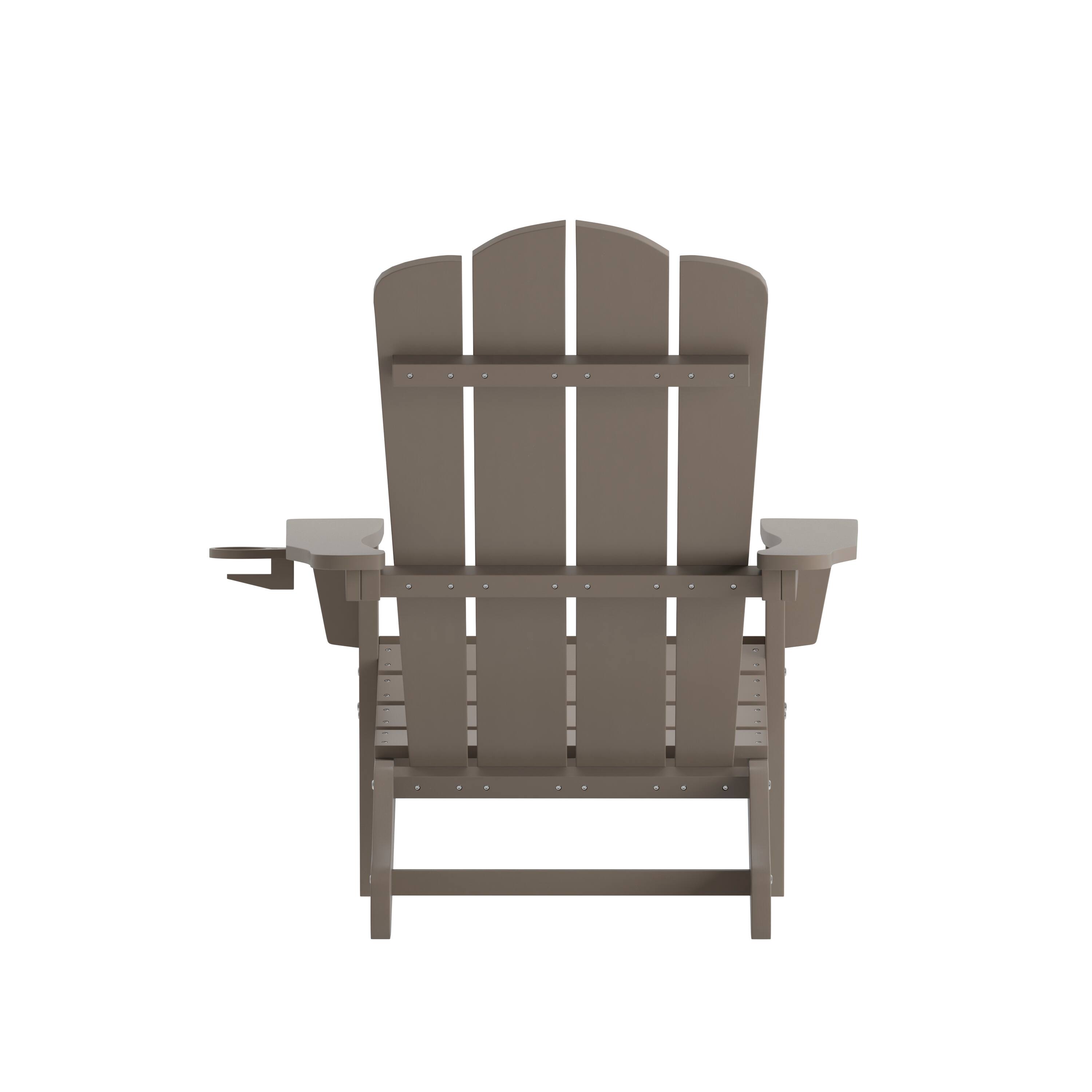 Alt View 8. Emma + Oliver - Tiverton Set of 4 Adirondack Chairs with Cup Holders, Weather Resistant HDPE Adirondack Chairs - Brown.