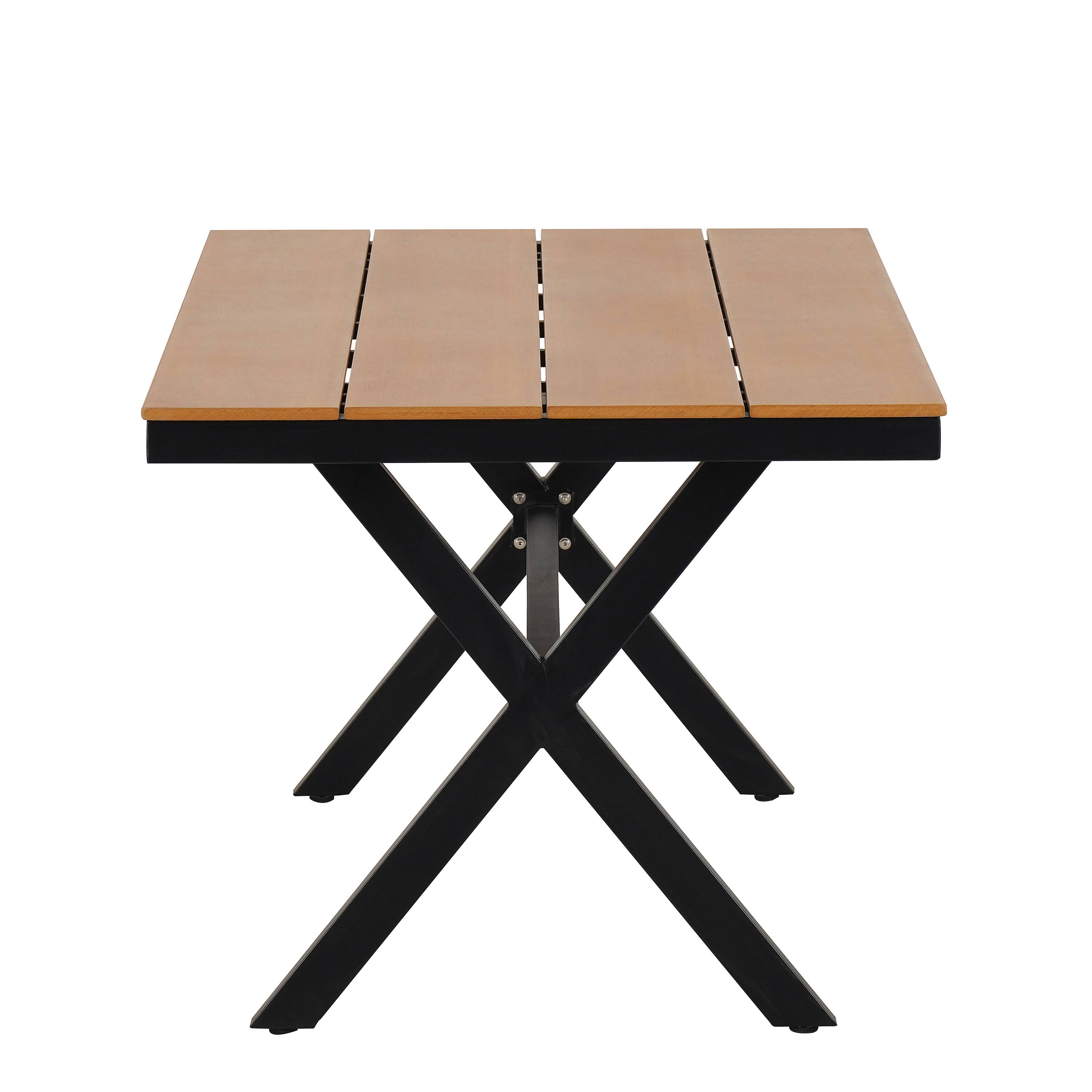 Alt View 1. Mondawe - 5-Piece Outdoor Set with PE Rattan Chairs and Plastic Wood Table - Dark yellow.