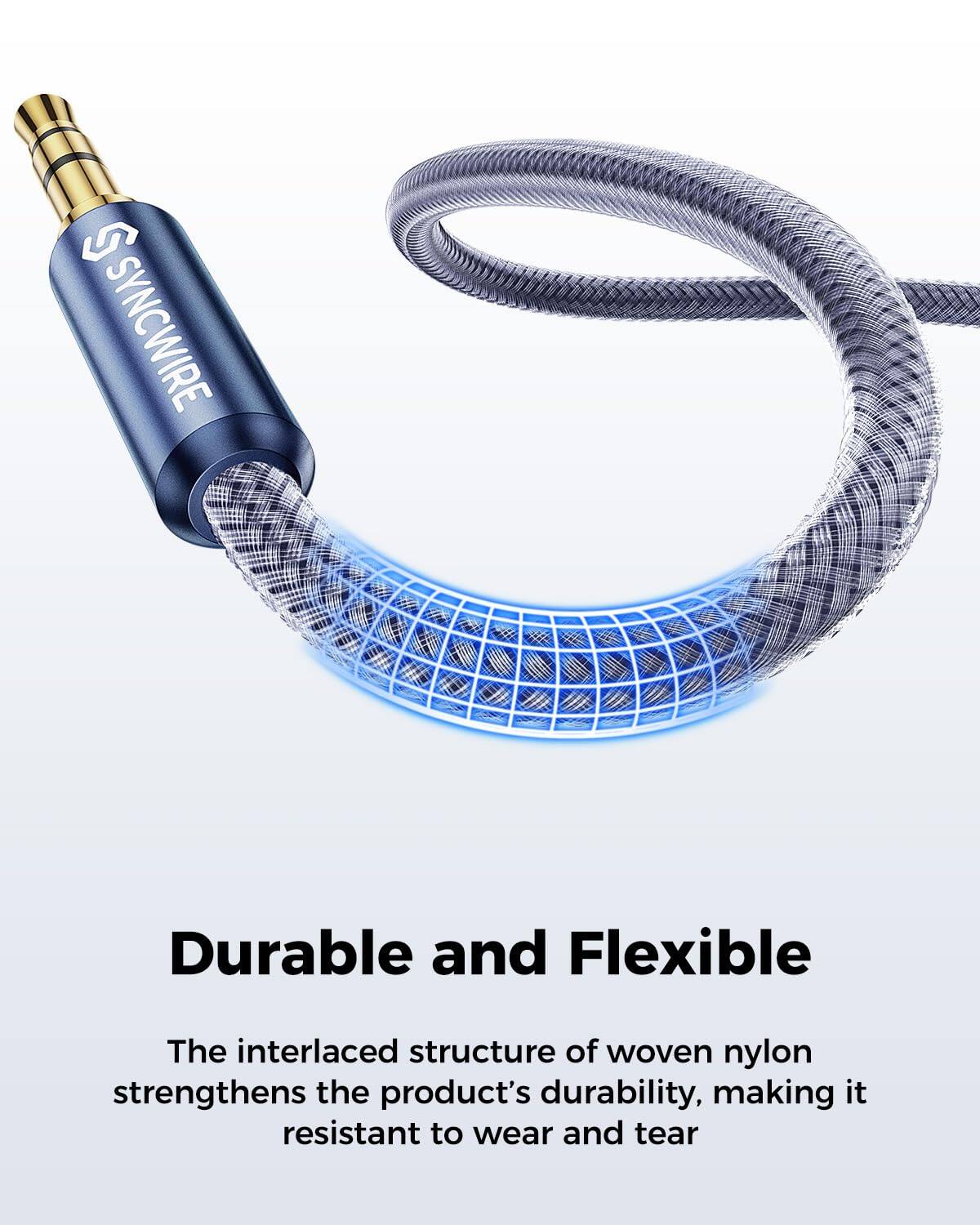 SYNCWIRE

Durable and Flexible

The interlaced structure of woven nylon strengthens the product's durability, making it resistant to wear and tear