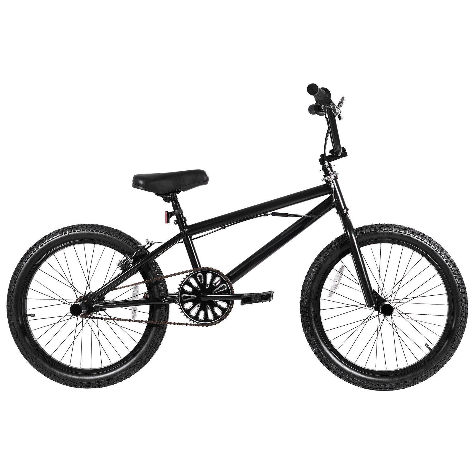 Front. Glintex - BMX Bike, 20" Freestyle Bike with 360° Rotor and 4 Pegs, Durable Hi-Ten Steel Frame for Teens and Adults - Black.
