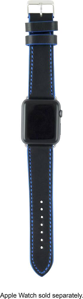 Angle. iGearUSA - Leather Watch Strap for Apple Watch ® - Indigo/Onyx.