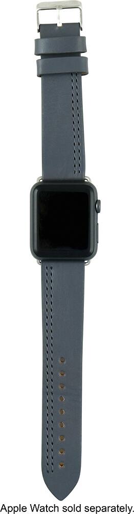 Angle. iGearUSA - Leather Watch Strap for Apple Watch ® - Slate/smoke.