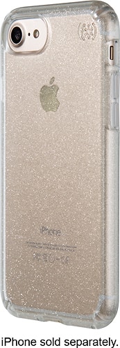 Speck - Presidio clear + glitter Case for Apple® iPhone® 7 - Clear/Clear with gold glitter - Larger Front