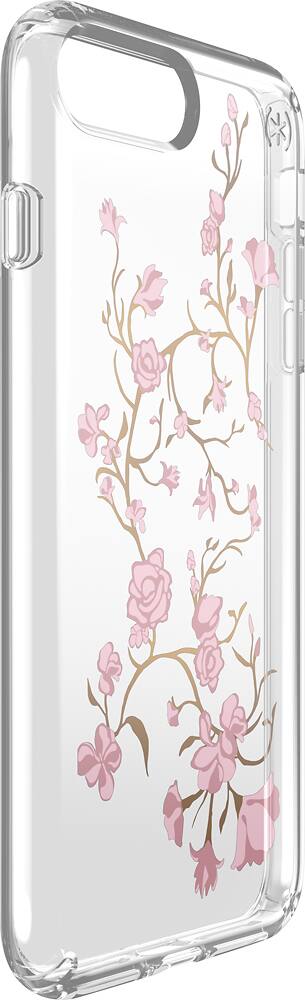 Angle. Speck - Presidio CLEAR + PRINT Case for Apple® iPhone® 7 Plus - Clear/Golden blossoms pink.