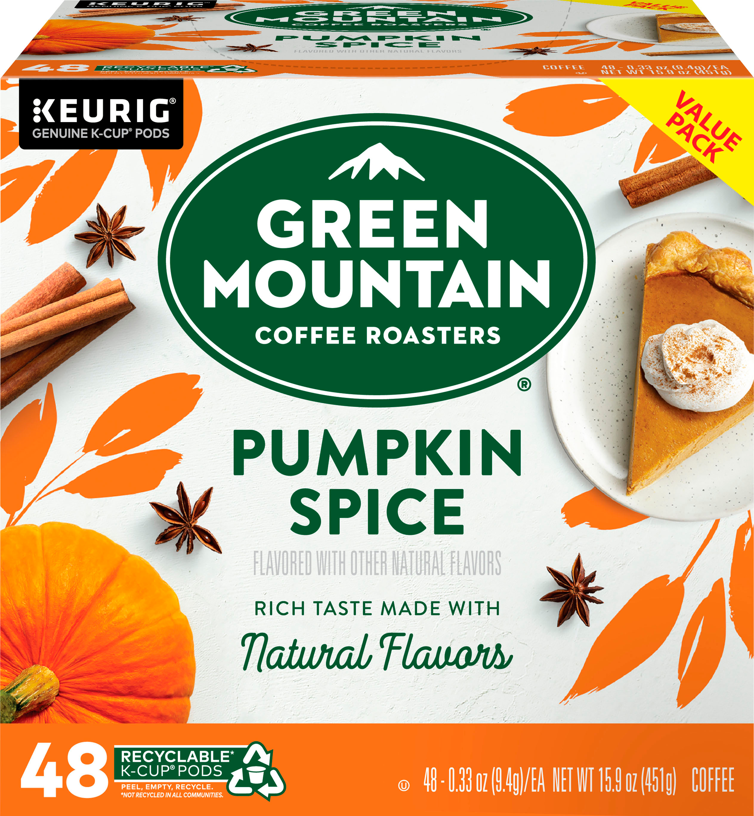Angle View: Green Mountain Coffee - Pumpkin Spice K-Cup Pods (48-Pack)