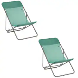 Lafuma - Maxi Transat Folding Camping Steel Mesh Sling Chair, Chlorophyll (2 Pack) - Chlorophylle