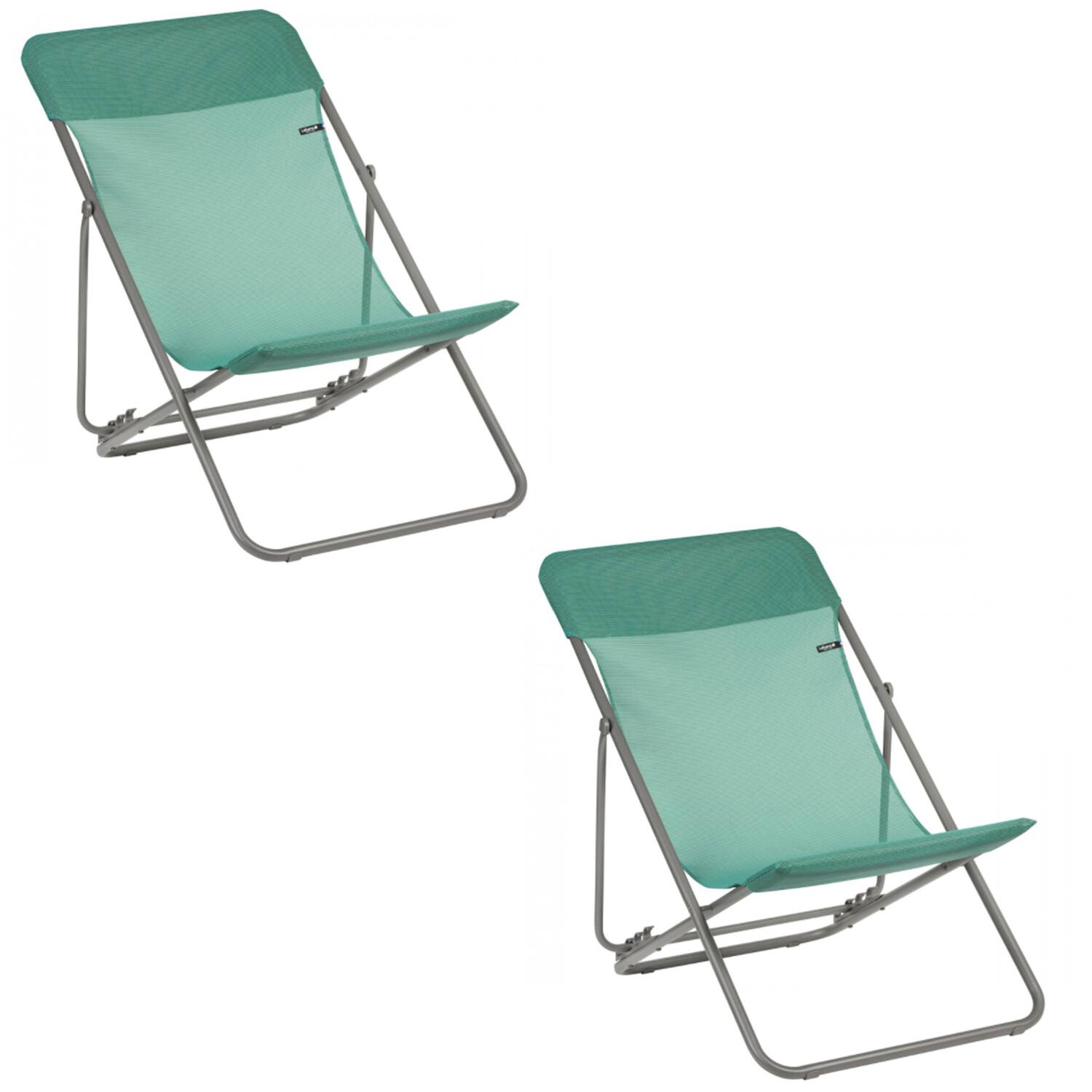 Front. Lafuma - Lafuma Maxi Transat Folding Camping Steel Mesh Sling Chair, Chlorophyll (2 Pack) - Chlorophylle.