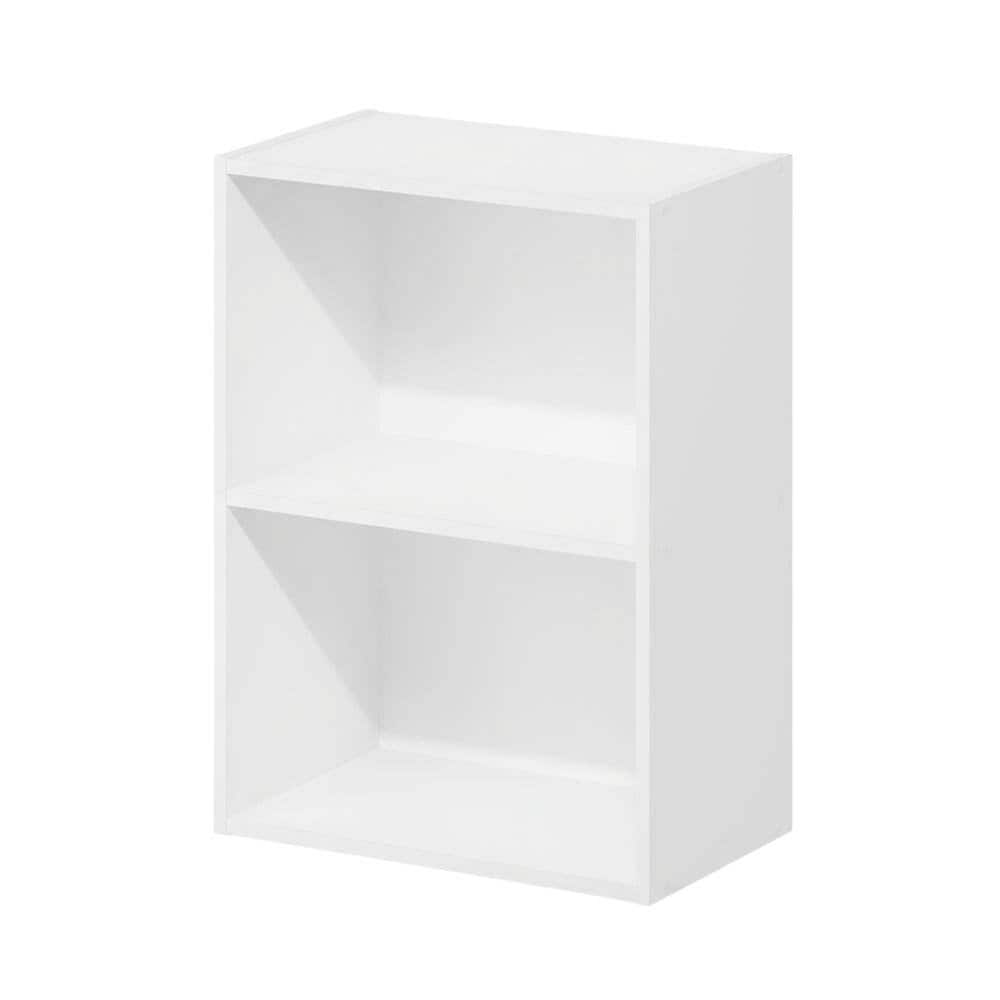 FurniFact - 2-Tier Open Shelf Bookcase with Stylish Wooden Design - White