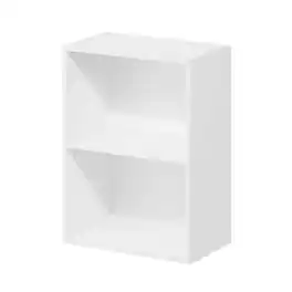 FurniFact - 2-Tier Open Shelf Bookcase with Stylish Wooden Design - White