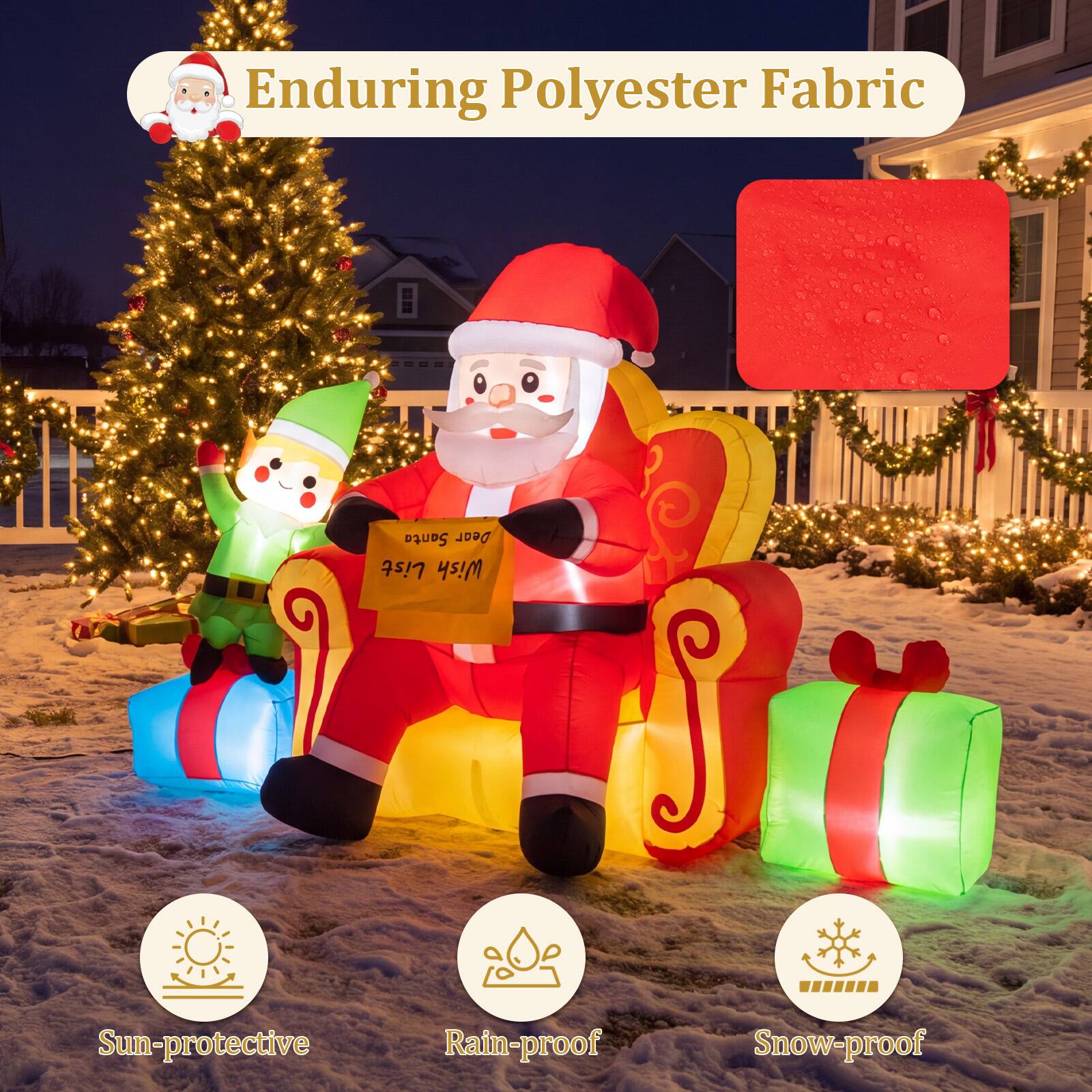 Enduring Polyester Fabric

Santa Dear List Wish

Sun-protective

Rain-proof

Snow-proof