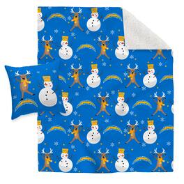 Pegasus - Los Angeles Chargers Holiday Reindeer Blanket and Pillow Combo Set - Multicolor