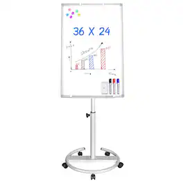 HOMLUX - Bulletin Boards 36 x 24 inches Portable Dry Erase Board, 3'x 2' Board Dry Erase Standing Board with Flipchart Hooks - White