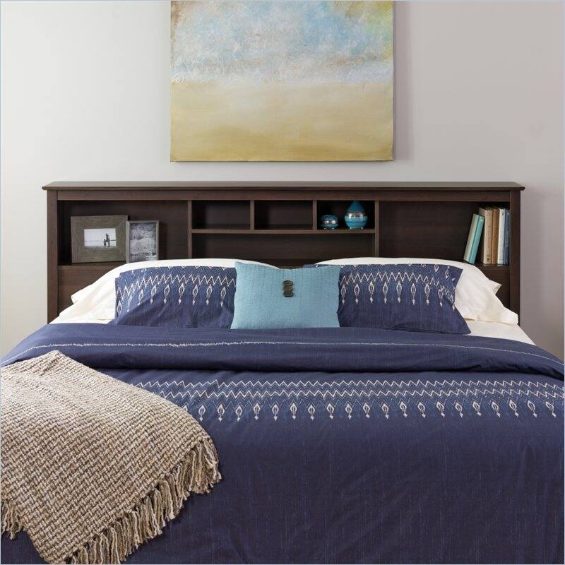 Angle. Hivvago - King size Bookcase Headboard in Espresso Wood Finish - Espresso.