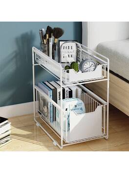 GARVEE - Pull Out Cabinet Organizer Fixed with Damping Guide, Carbon Steel Heavy Duty Slide Out Pantry Shelves, White - White