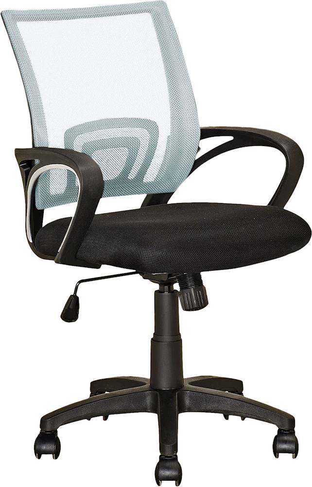 Left View: CorLiving - Workspace Office Mesh Linen Fabric Chair - Black/White