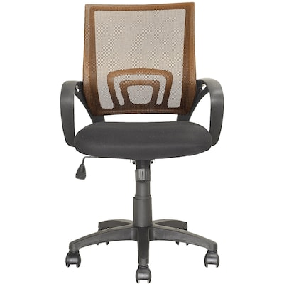 CorLiving - Workspace Office Mesh Linen Fabric Chair - Black/Light brown