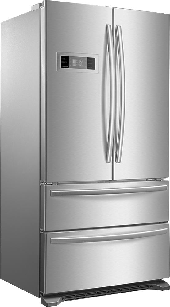 Angle View: Insignia™ - 20.7 Cu. Ft. 4-Door French Door Refrigerator - Silver