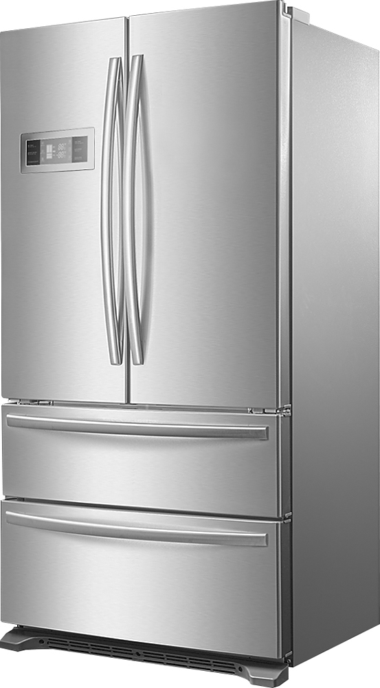Left View: Insignia™ - 20.7 Cu. Ft. 4-Door French Door Refrigerator - Silver