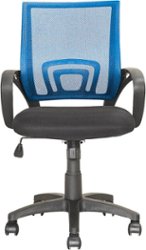 CorLiving - Workspace 5-Pointed Star Mesh Linen Fabric Chair - Black/Process Blue - Front_Zoom