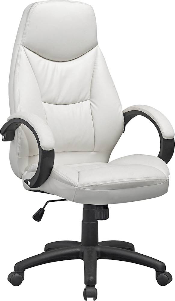 Angle View: CorLiving - Workspace 5-Pointed Star Foam Leatherette Chair - White