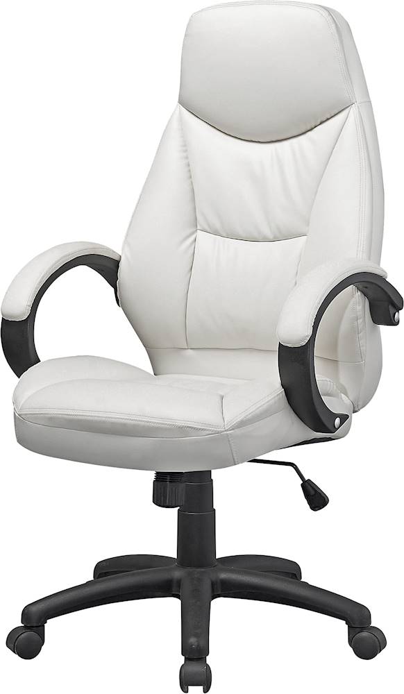 Left View: CorLiving - Workspace 5-Pointed Star Foam Leatherette Chair - White