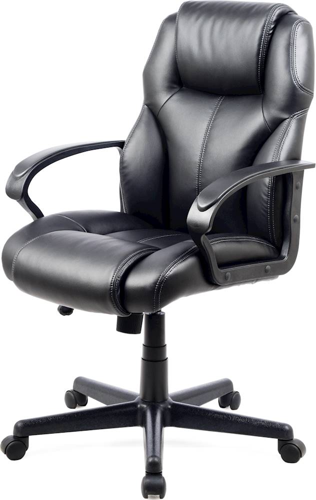 Angle View: CorLiving - Workspace 5-Pointed Star Nylon Foam Leatherette Chair - Black