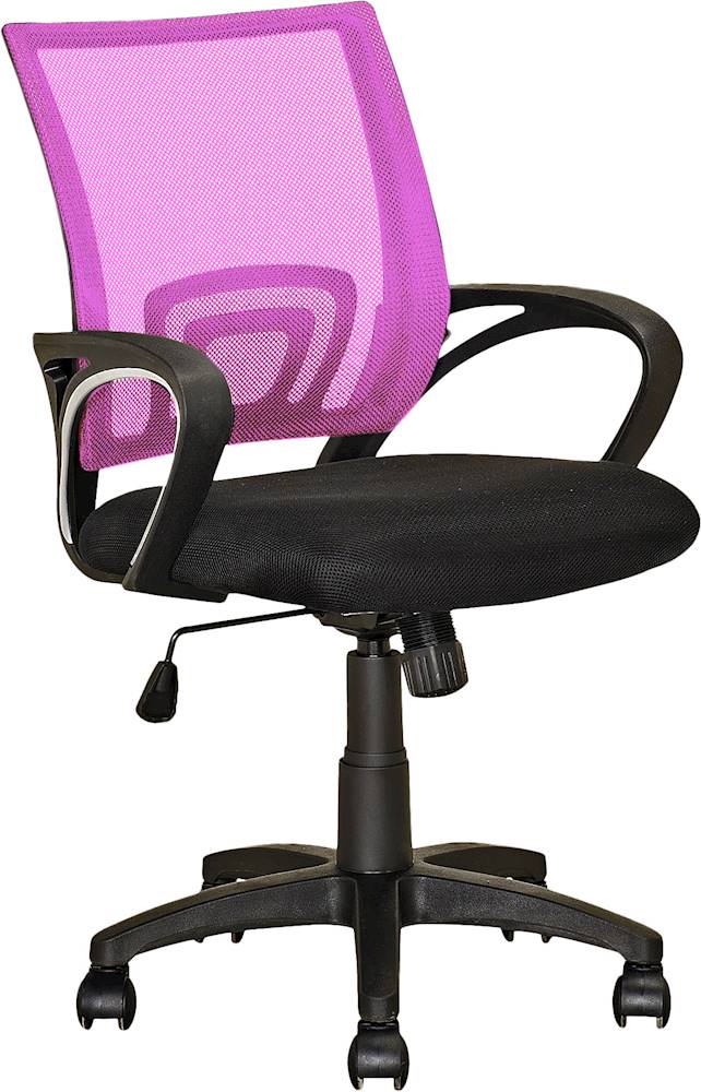 Left View: CorLiving - Workspace 5-Pointed Star Mesh Linen Fabric Chair - Black/Pink