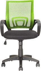 CorLiving - Workspace 5-Pointed Star Mesh Linen Fabric Chair - Black/Lime Green - Front_Zoom