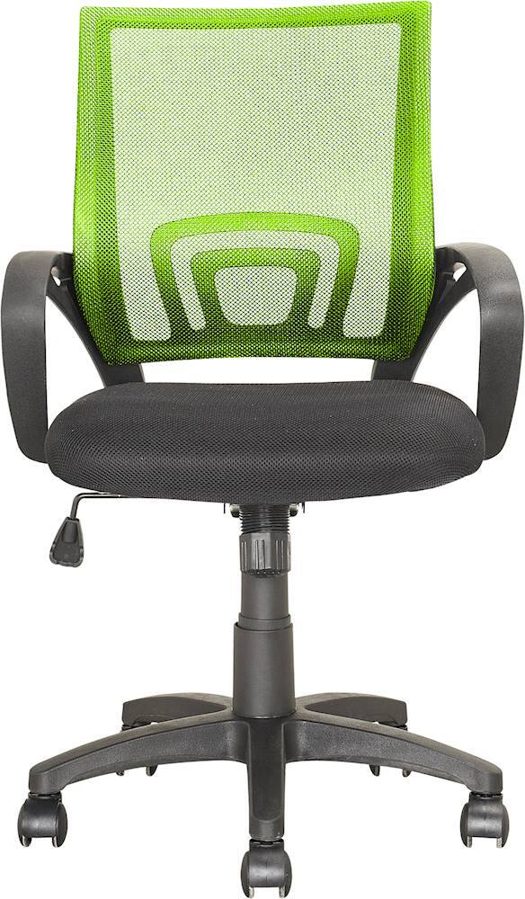 Front. CorLiving - Workspace 5-Pointed Star Mesh Linen Fabric Chair - Black/Lime Green.