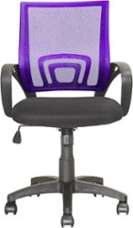 CorLiving - Workspace 5-Pointed Star Mesh Linen Fabric Chair - Black/Purple - Front_Zoom