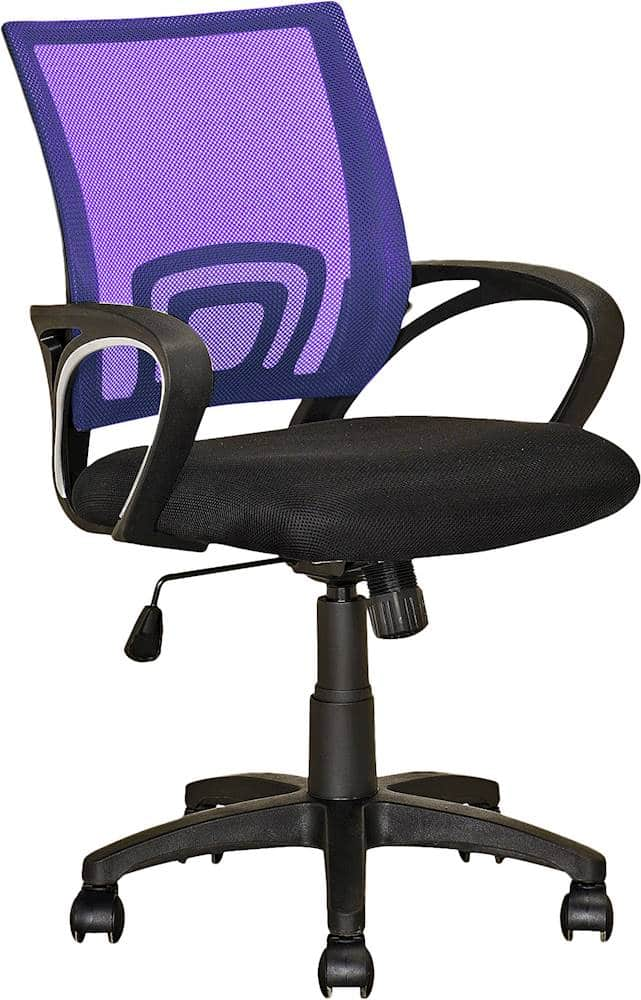 Left View: CorLiving - Workspace 5-Pointed Star Mesh Linen Fabric Chair - Black/Purple