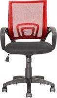 CorLiving - Workspace 5-Pointed Star Mesh Linen Fabric Chair - Black/Red - Front_Zoom